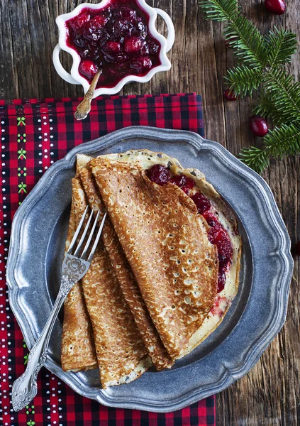 Crepes with Cranberry sauce