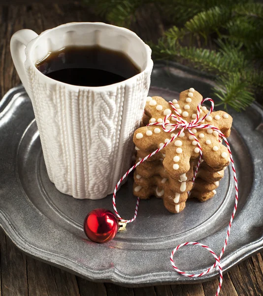 Filiżankę kawy i Piernik plików cookie — Zdjęcie stockowe