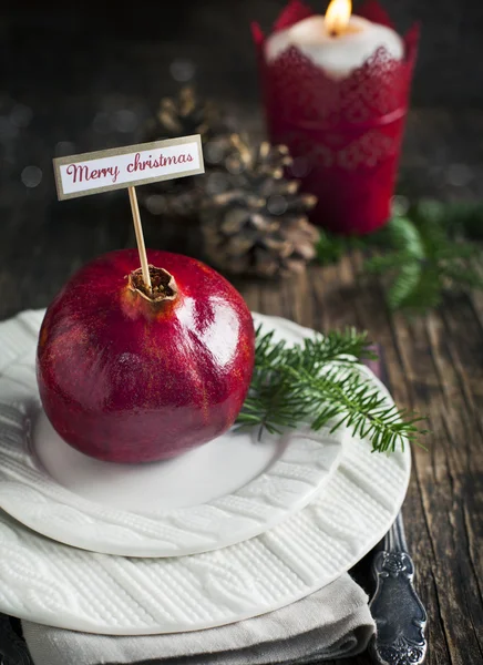 Jogo de mesa de Natal. Decorações de férias. — Fotografia de Stock