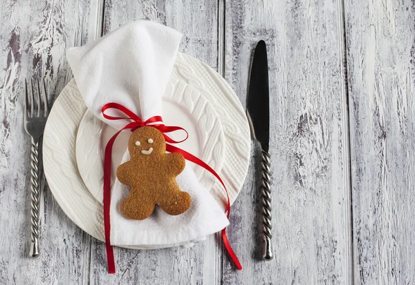 Cenário de mesa de Natal. — Fotografia de Stock