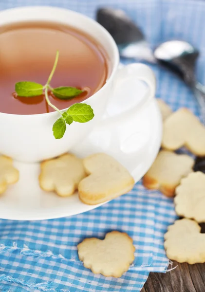 Copa de galletas de té y azúcar — Foto de Stock