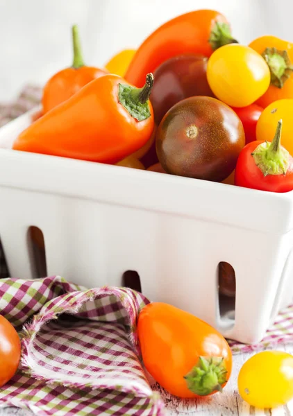 Mini sweet peppers and mini tomatoes — Stock Photo, Image