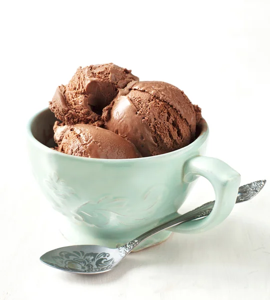 Chocolate ice cream in cup — Stock Photo, Image