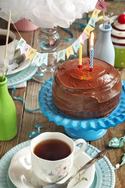 Pastel de chocolate de cumpleaños —  Fotos de Stock