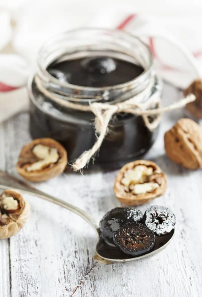 Young Green walnut jam — Stock Photo, Image