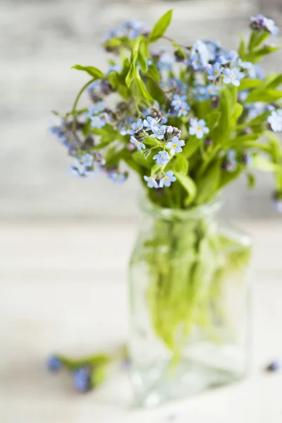 Bouquet of blue wild forget-me-not flowers. — Stock Photo, Image