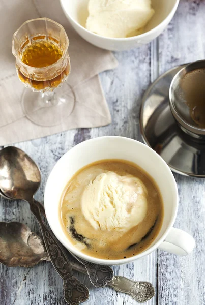 Kaffee-Eis mit Cognac. Ansicht von oben — Stockfoto