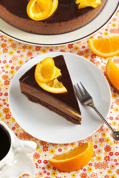 Pomarańczowy Chocolate Mousse Cake — Zdjęcie stockowe