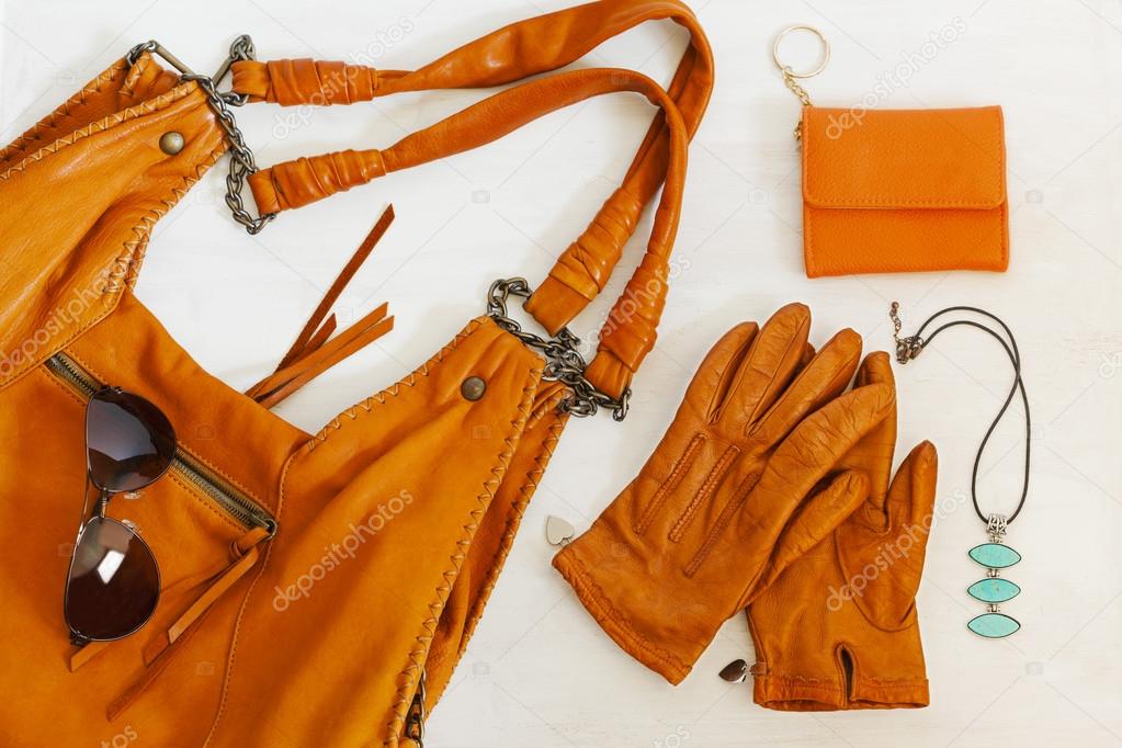 Woman accessories in orange color