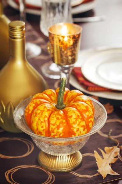 Thanksgiving table setting decoration — Stock Photo, Image