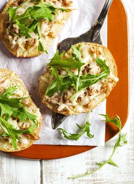 Italské tuňáků roztavit bruschetta — Stock fotografie