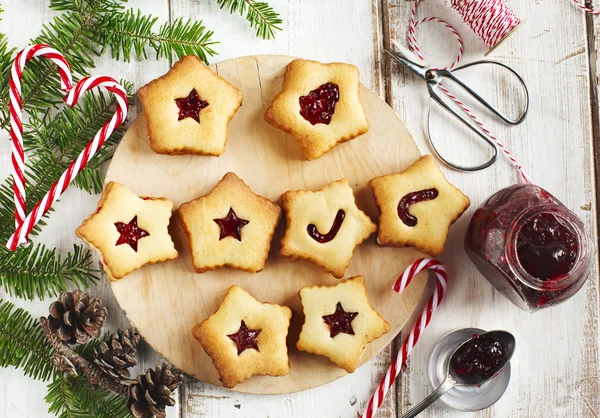 Boże Narodzenie Linzer ciasteczka — Zdjęcie stockowe