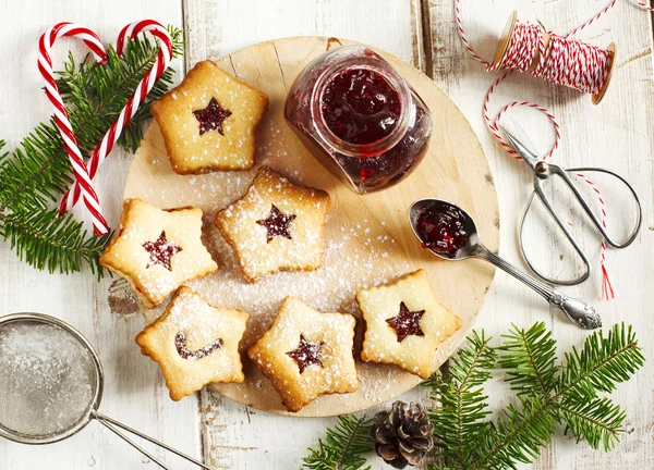 Boże Narodzenie Linzer ciasteczka — Zdjęcie stockowe