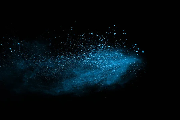 abstract blue powder splatted background,Freeze motion of color powder exploding/throwing color powder,color glitter texture on black background.