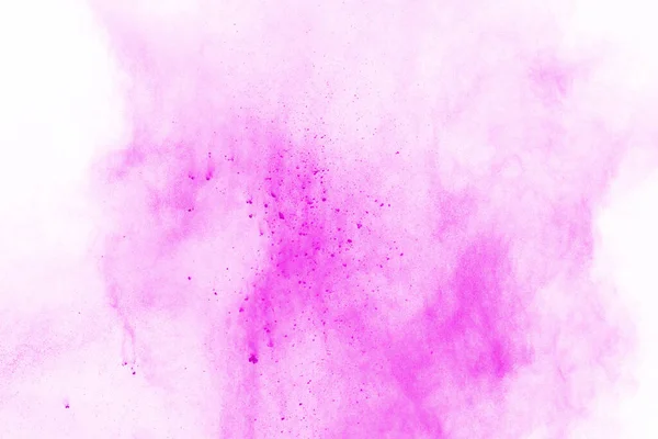 Abstract pink powder splatted background,Freeze motion of color powder exploding/throwing color powder,color glitter texture on white background.
