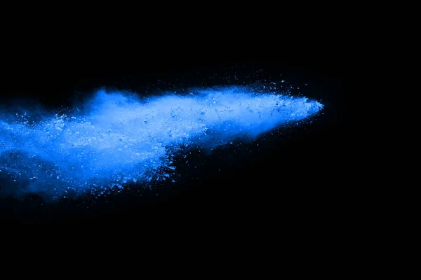 abstract blue powder splatted background,Freeze motion of color powder exploding/throwing color powder,color glitter texture on black background.