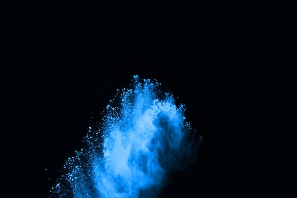 abstract blue powder splatted background,Freeze motion of color powder exploding/throwing color powder,color glitter texture on black background.