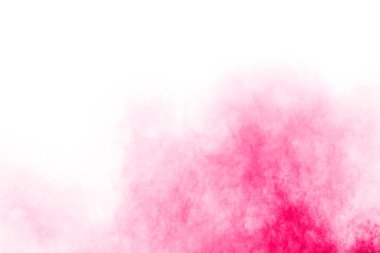 Siyah arka planda pembe toz patlaması. Renkli bulut. Renkli toz patlar. Boya Holi.