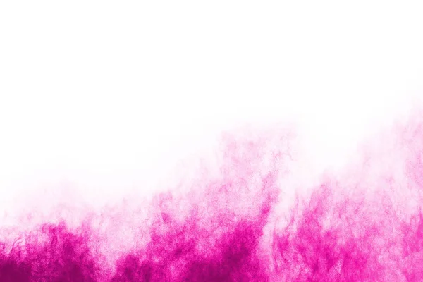 Abstract pink powder splatted background,Freeze motion of color powder exploding/throwing color powder,color glitter texture on white background.