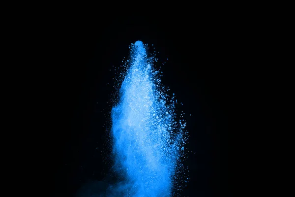 abstract blue powder splatted background,Freeze motion of color powder exploding/throwing color powder,color glitter texture on black background.