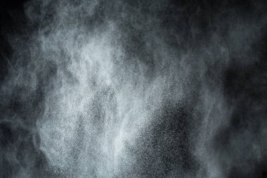 Siyah arka planda beyaz toz patlaması. Renkli bulut. Renkli toz patlar. Boya Holi.