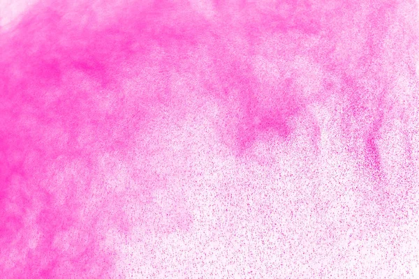 Abstract pink powder splatted background,Freeze motion of color powder exploding/throwing color powder,color glitter texture on white background.