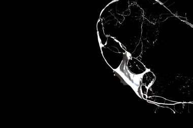 Siyah arkaplanda beyaz boya sıçraması.