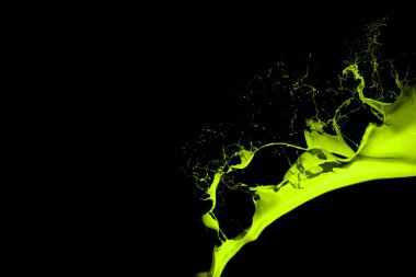 Siyah arkaplanda yeşil boya sıçraması.
