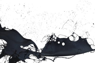Beyaz arkaplanda siyah boya sıçraması.