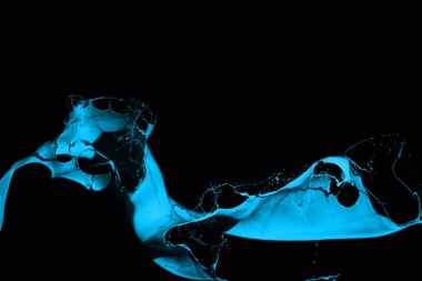 Siyah arkaplanda mavi boya sıçraması.