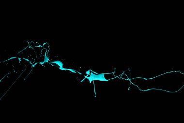 Siyah arkaplanda mavi boya sıçraması.