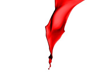 Beyaz arkaplanda kırmızı boya sıçraması.