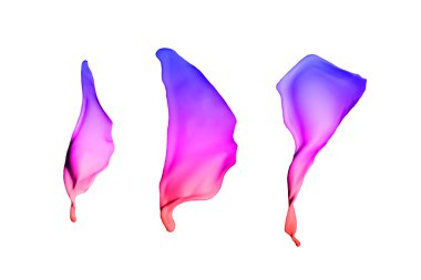 Beyaz arkaplanda izole edilmiş renkli boya lekeleri.