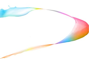 Beyaz arkaplanda izole edilmiş renkli boya lekeleri.