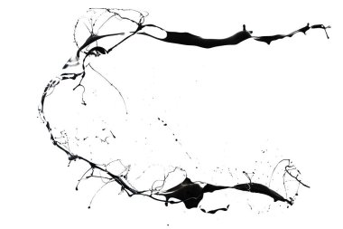 Beyaz arkaplanda siyah boya sıçraması.