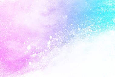 Soyut barut sıçramış arka plan. Beyaz arka planda renkli barut patlaması. Renkli bulut. Renkli toz patlar. Boya Holi.