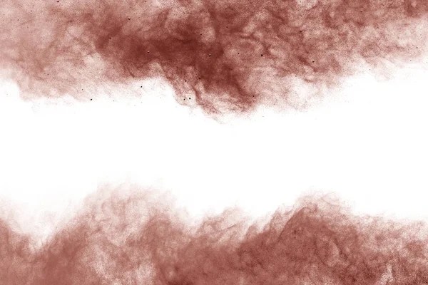 Καφέ Χρώμα Σκόνη Έκρηξη Λευκό Φόντο — Φωτογραφία Αρχείου