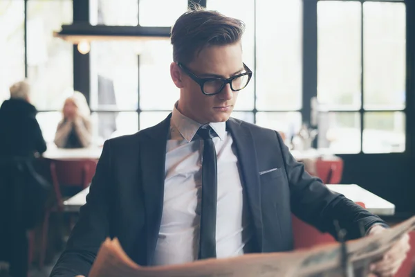 Man in suit with retro glasses — Stock Photo, Image