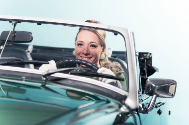  woman in sports car. clipart