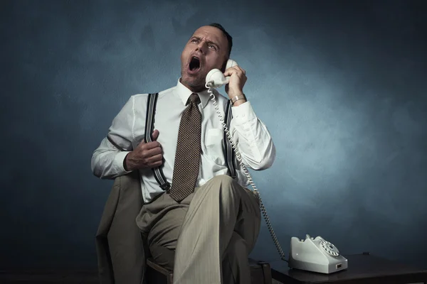 Screaming angry retro 1940 man — Stock Photo, Image