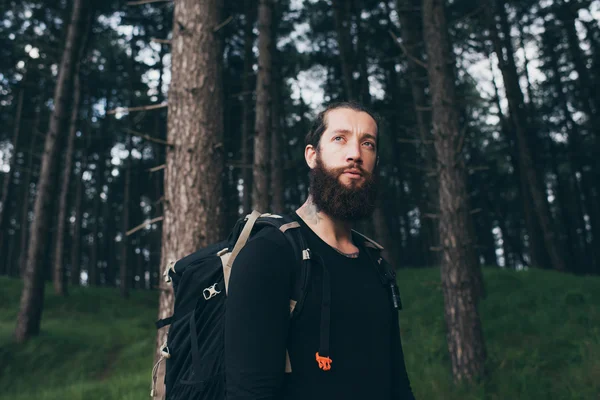 Bearded man with backpack — Stock Photo, Image