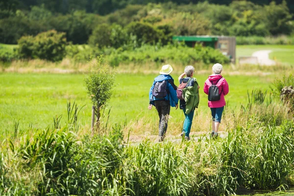 Femmes âgées marchant sur la route à la campagne — Photo