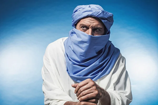 Berber man dragen blauwe tulband — Stockfoto