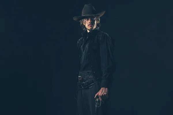 Vintage jovem bonito cowboy — Fotografia de Stock