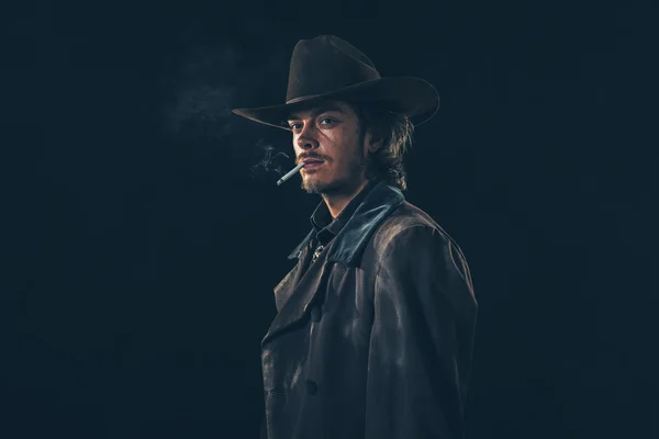 Cowboy retro fumar cigarro — Fotografia de Stock