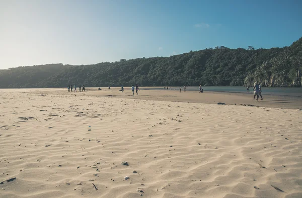 Turisté na slunné pláži s modrou oblohou. Gonubie. Eastern Cape. Tak — Stock fotografie