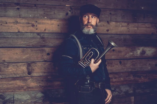 Serious Middle Age Man in Black — Stock Photo, Image