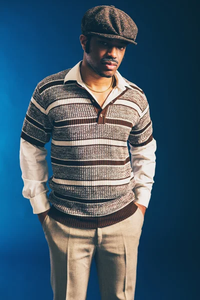 Stylish Afro Man in Striped Shirt — Stock Photo, Image