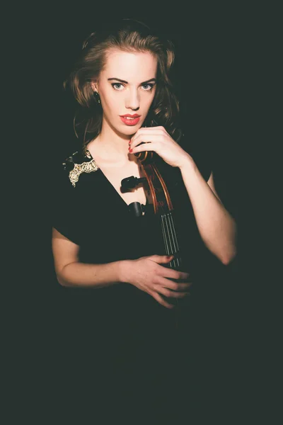 Lady Musician Hugging her Cello Instrument — Stock Photo, Image