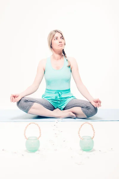Woman Sitting in Lotus Position — Stock Photo, Image